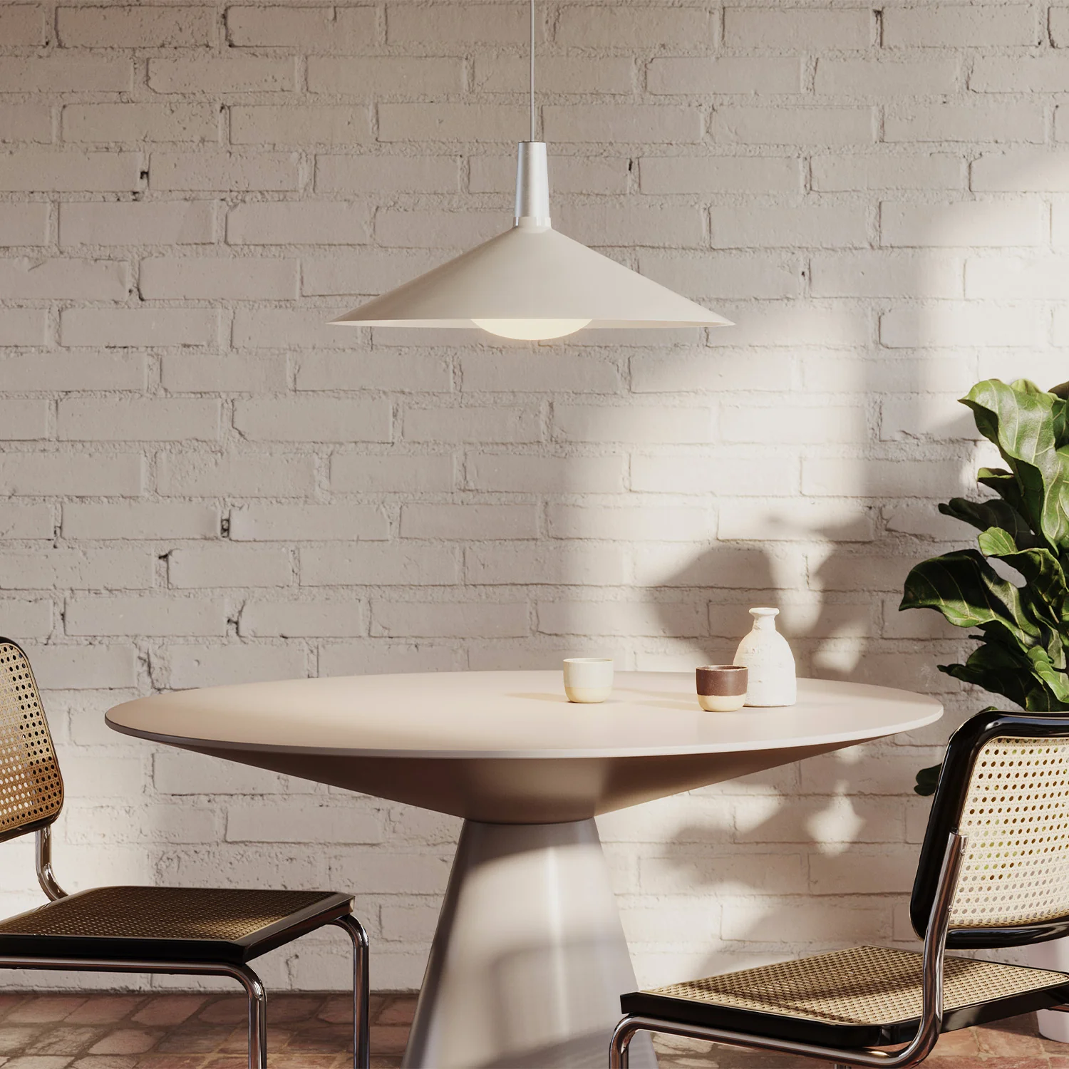 Bower Pendant Light Large in Oyster White + Oval II - Image 2