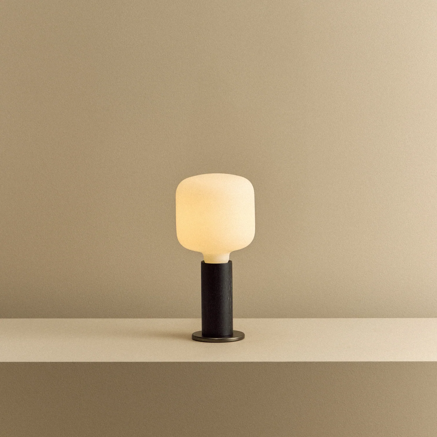 Knuckle Table Lamp in Blackened Oak + Oblo