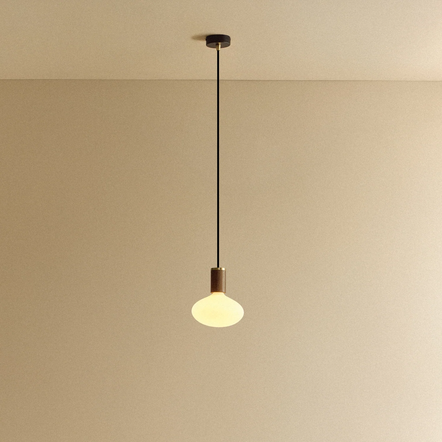 Oval Pendant Light in Walnut