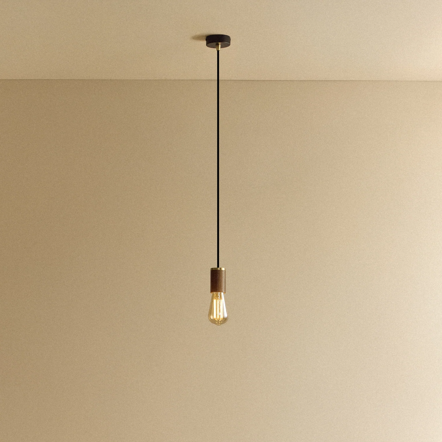 Squirrel Cage Pendant Light in Walnut