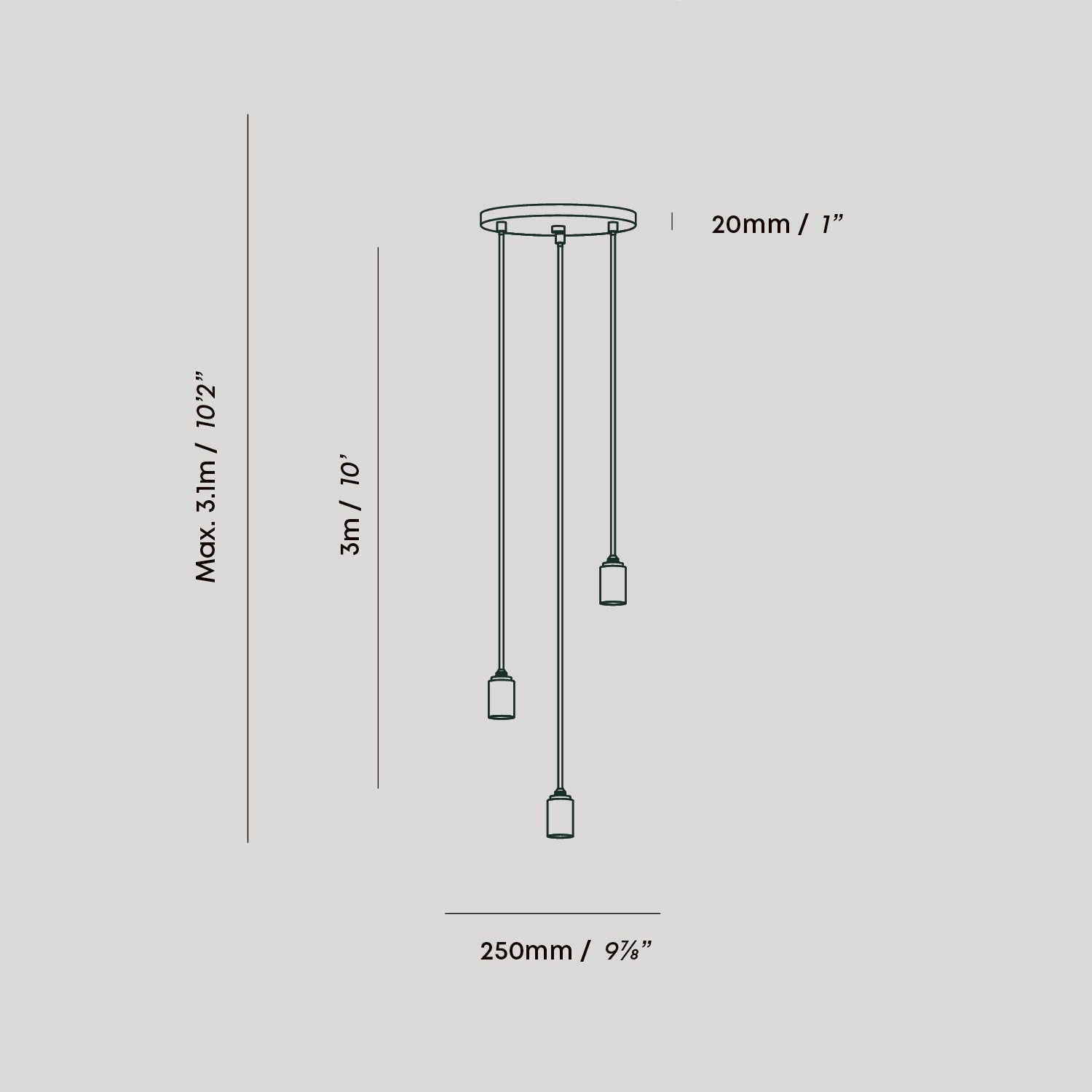 Triple Pendant in Graphite - Image 6