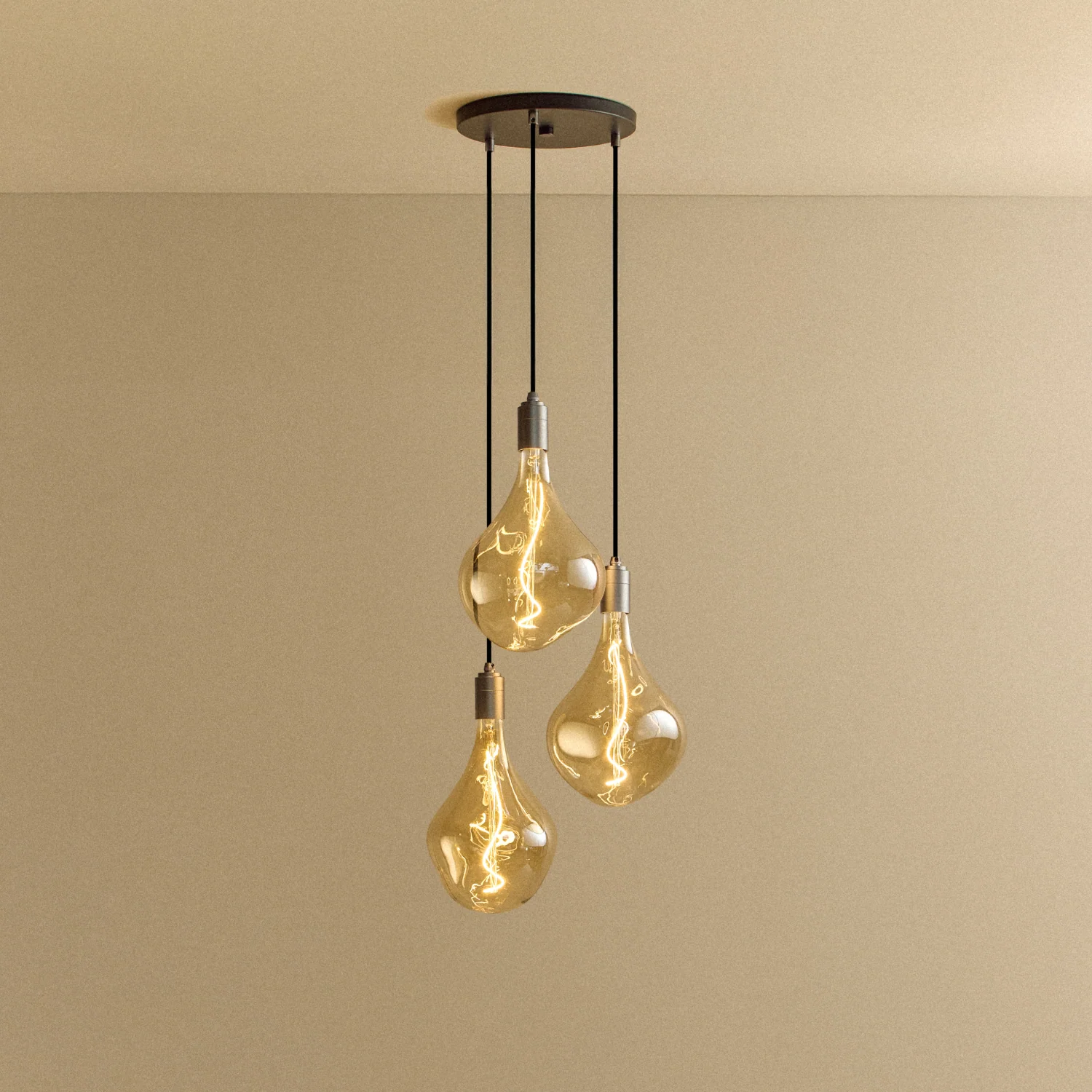 Triple Pendant in Graphite + Voronoi II