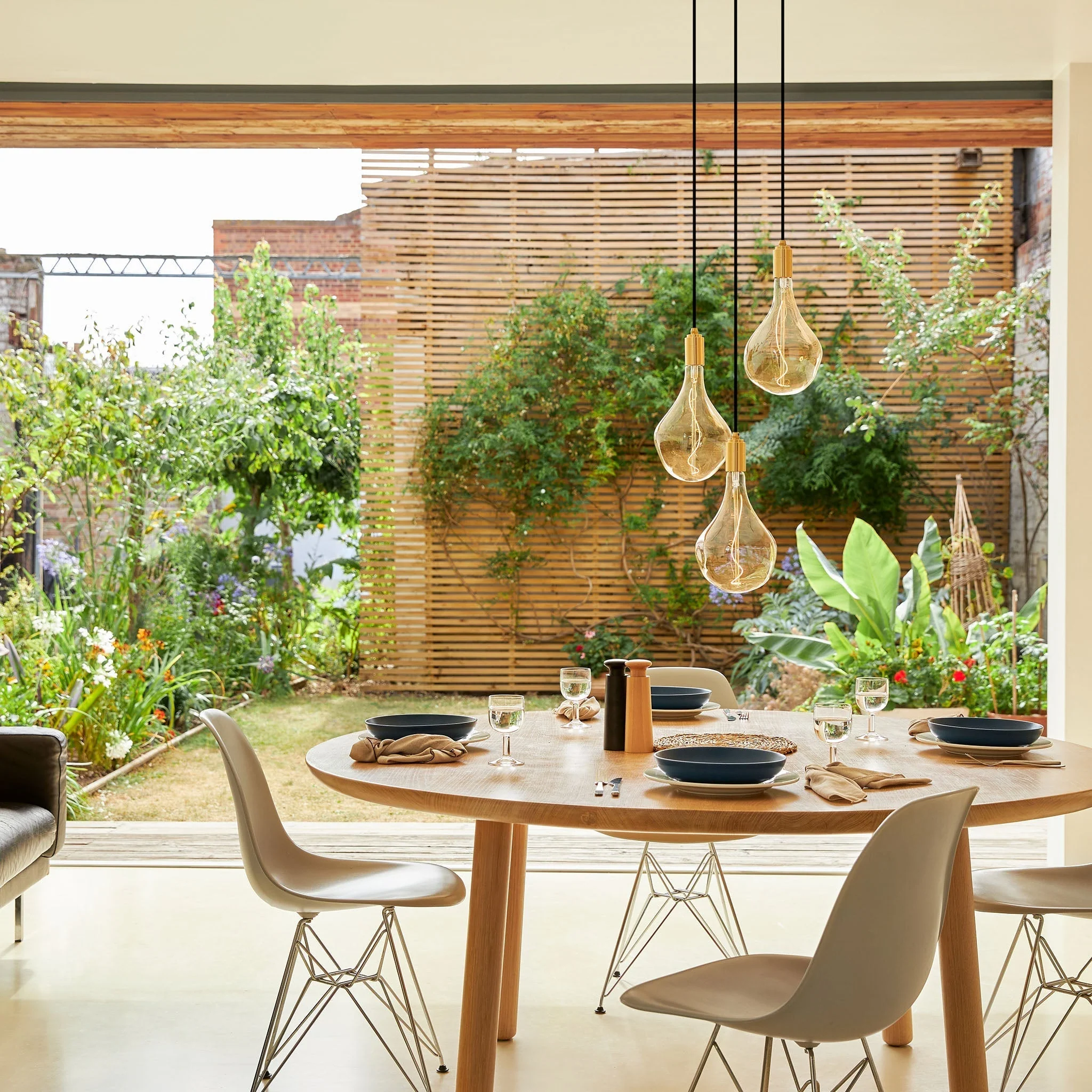 Triple Pendant in Oak - White Canopy - Image 2