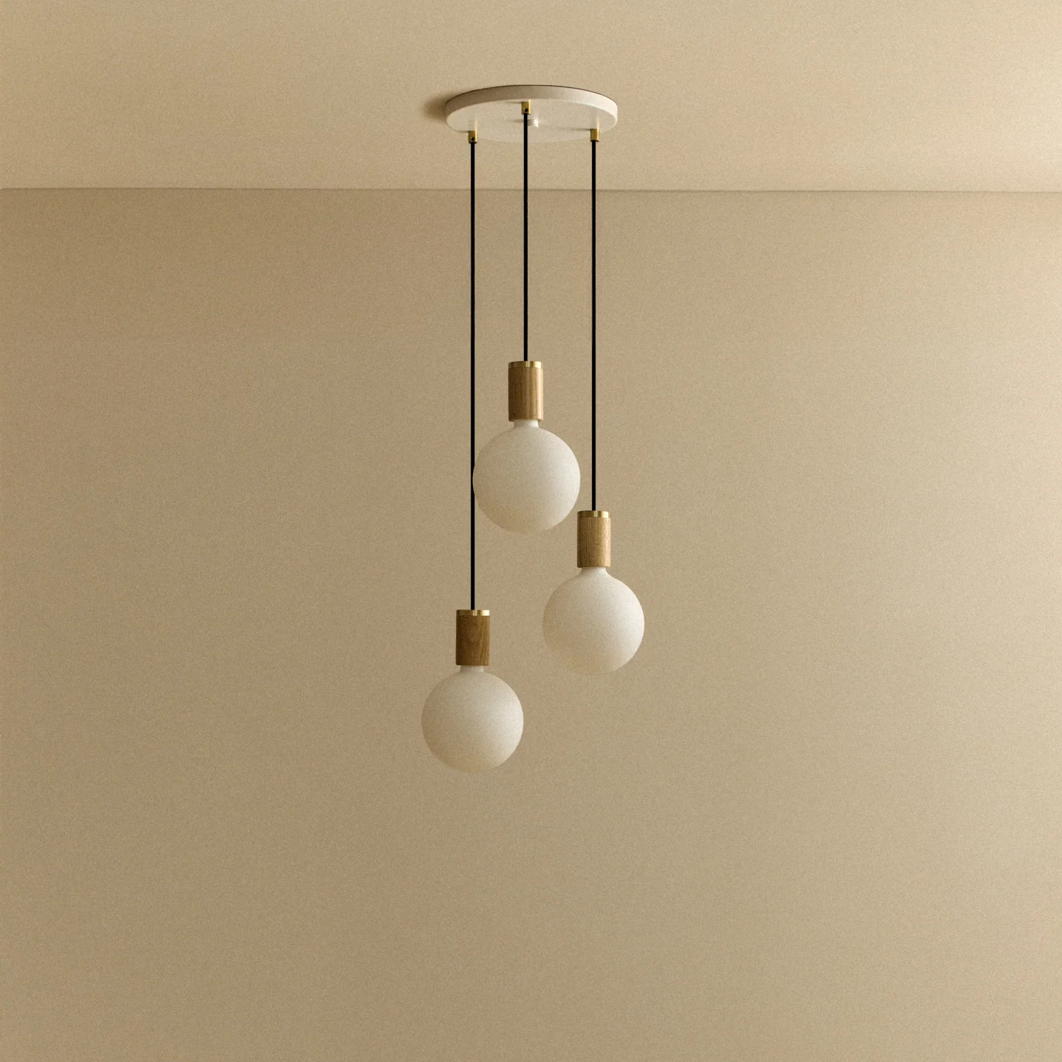 Triple Pendant in Oak + Sphere IV - Image 4