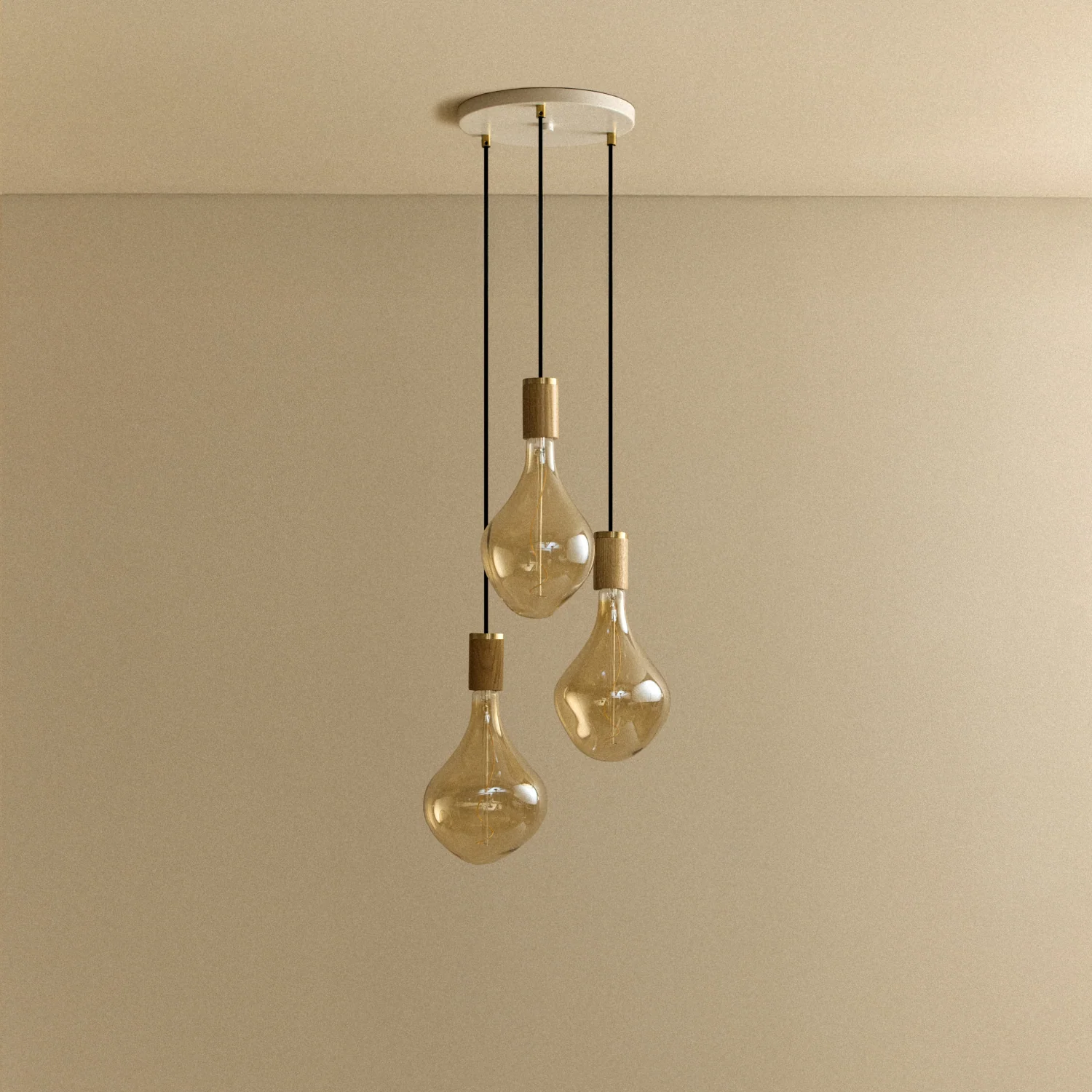 Triple Pendant in Oak + Voronoi II - Image 4