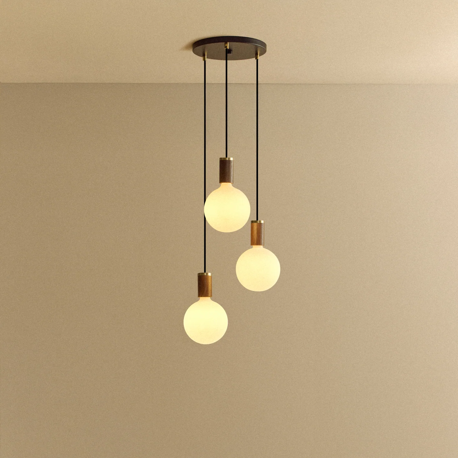 Triple Pendant in Walnut + Sphere IV